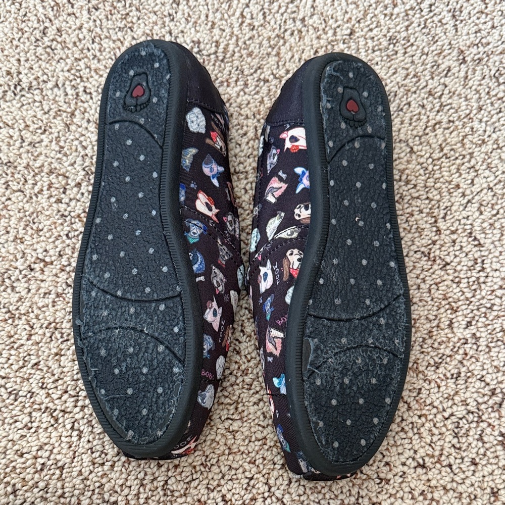 BOBS from Skechers Black Slip-On Flats with Multicolor Dog Print - Picture 2 of 4